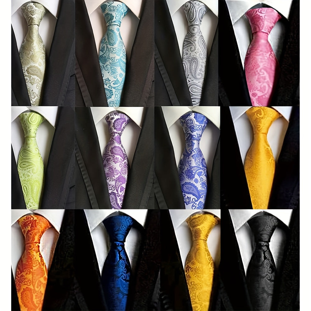 12-Pack Jacquard Woven Necktie Set in Five Pattern Groups for Business, Weddings and Formal Outfits