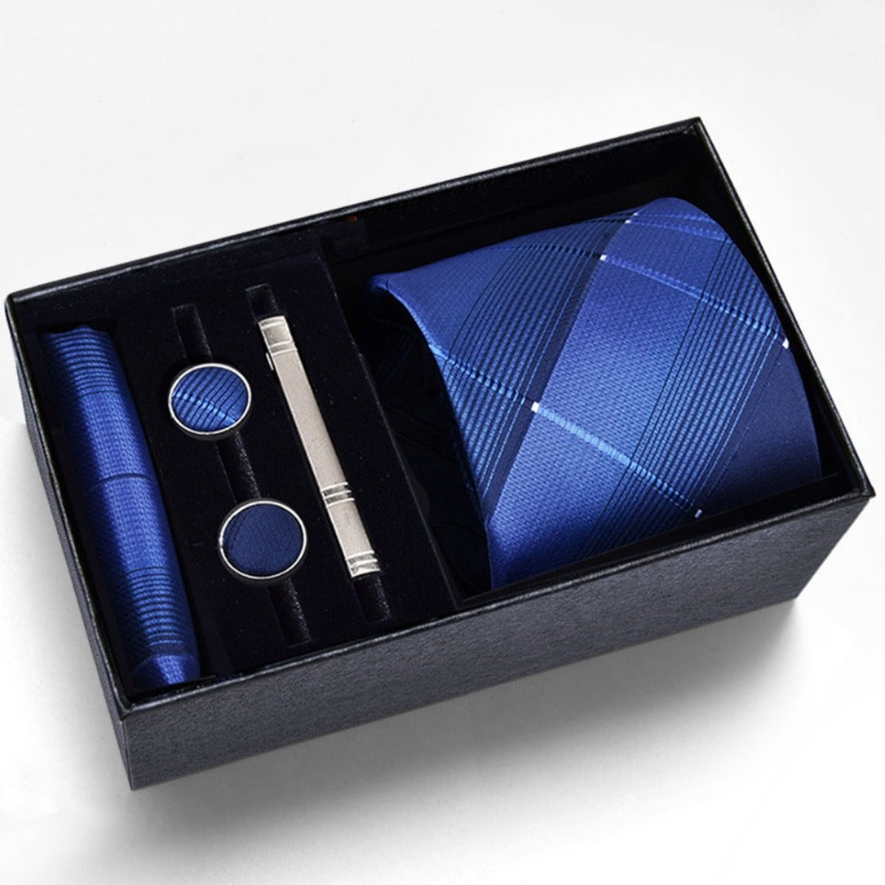 Men's Necktie - Tie Gift Box Set for 5 Piece Pocket Square Cufflinks Tie Clip | Elegant - product detail view 18