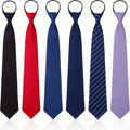 Six-Pack Pre-Tied Zipper Necktie Set in Assorted Solid, Dotted and Striped Polyester Styles
