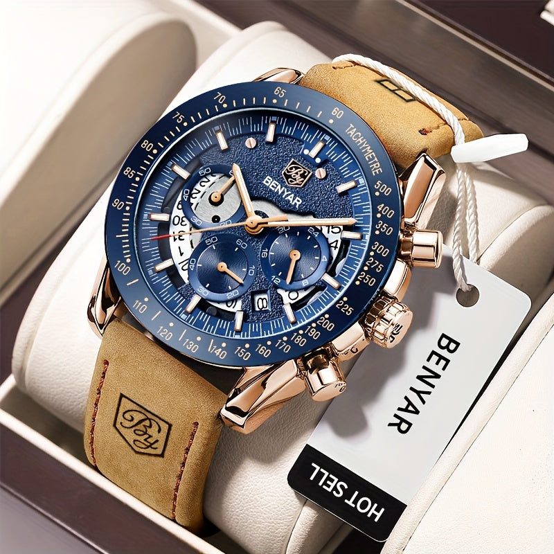 Men's Quartz Watch - BENYAR Luminous Chronograph Analog Big Face Business Sport Casual Fashion - product detail view 28