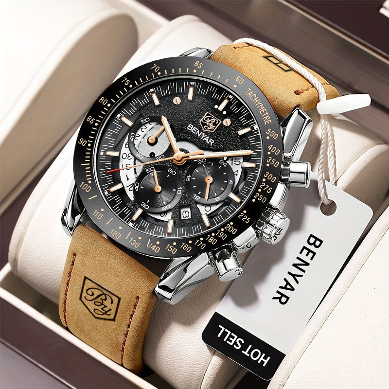 Men's Quartz Watch - BENYAR Luminous Chronograph Analog Big Face Business Sport Casual Fashion - product detail view 31