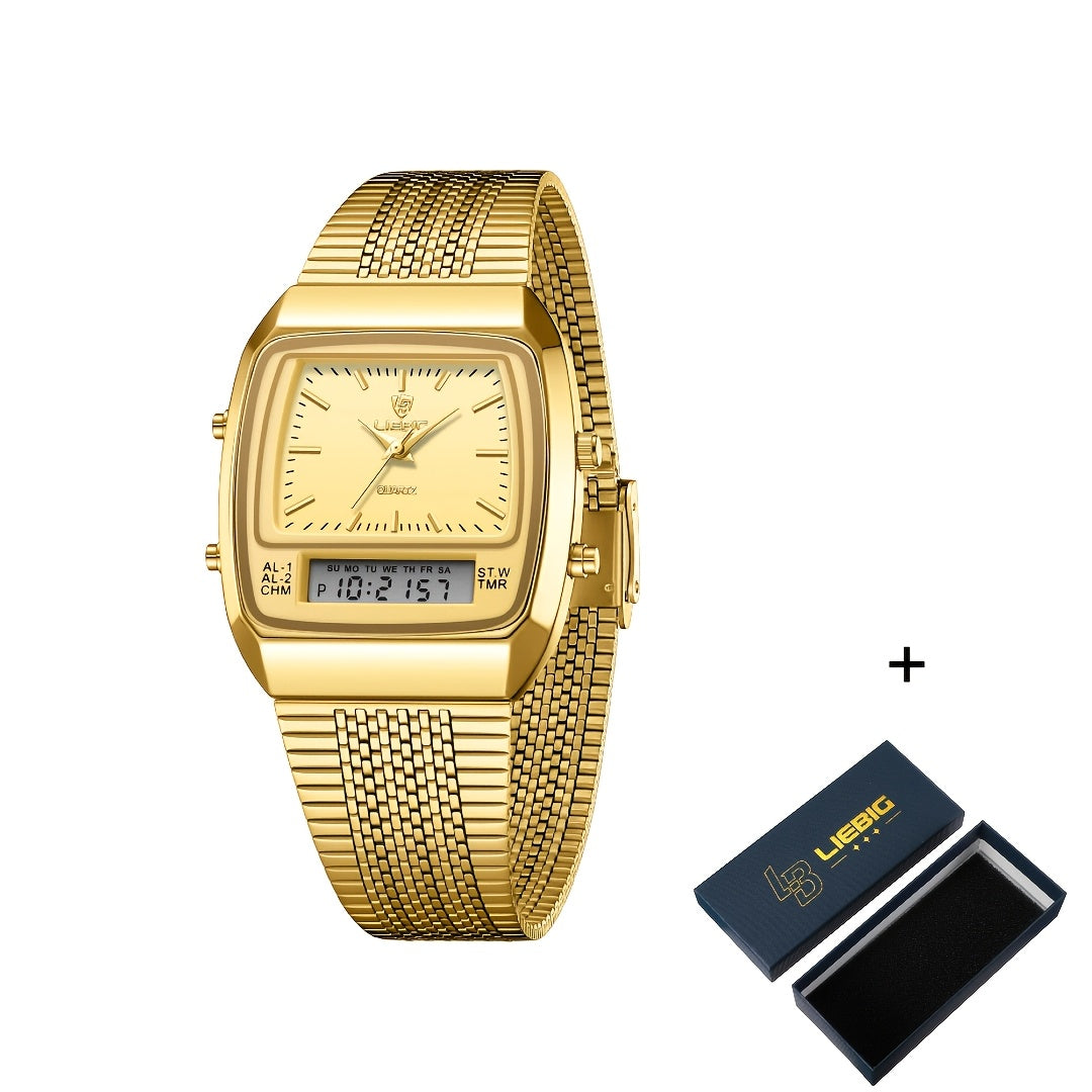 Quartz Watch with LIEBIG Dual Analog-Digital Display, Business Bracelet and 4 Finish Options