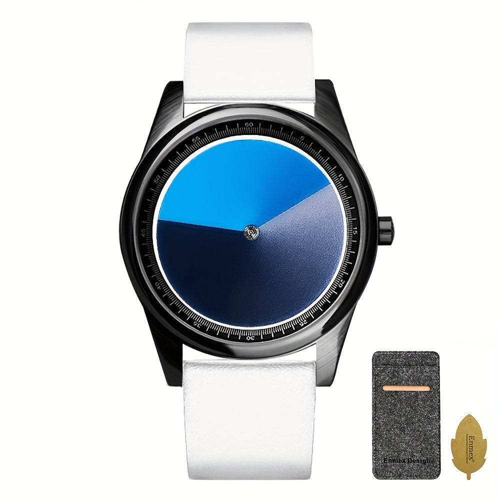 Unisex Watch Gradient Color Quartz Analog with Minimal Round Dial and White or Black Strap Options
