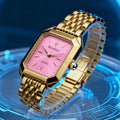 Women's Watch Gift Box Set with Rectangular Quartz Dial and Adjustable Bracelet in Six Colors