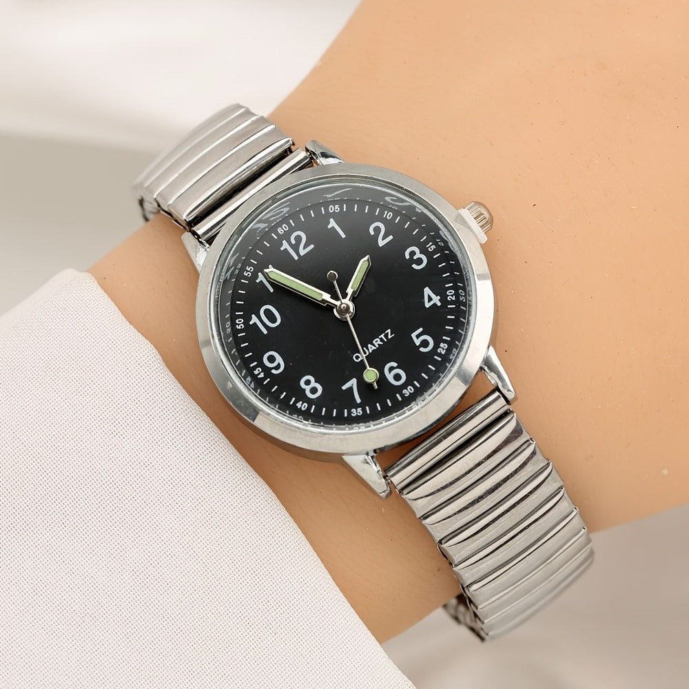 Women's Quartz Watch - Luminous 's with Elastic Band Adjustable Wristwatch, Glow in Dark Dial - product detail view 6