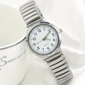 Women's Watch with Luminous Analog Dial and Stretch Metal Band in Four Silver or Gold Combinations