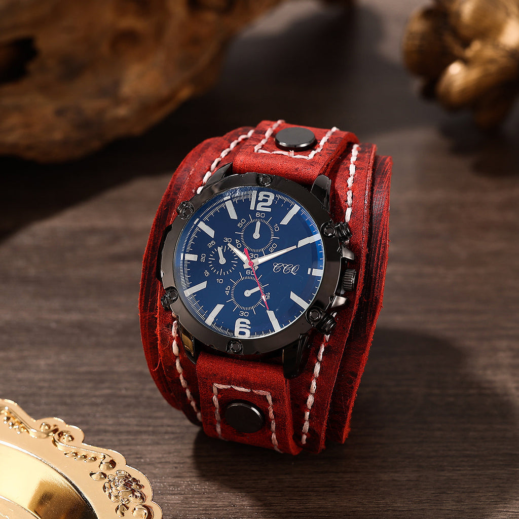 Men's Quartz Watch - PU Leather Bracelet Retro Wristwatch Unisex Women Hip Hop Casual Fashion - product detail view 19