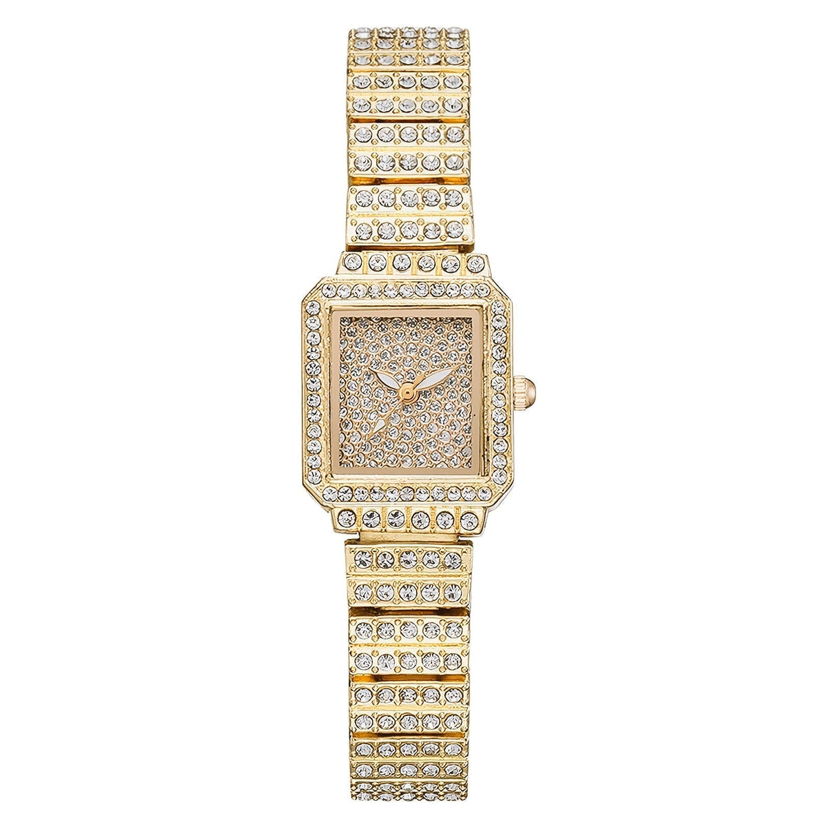 Women's Watch Square Rhinestone Dial with Slim Bling Bracelet in Gold, Rose Gold or Silver