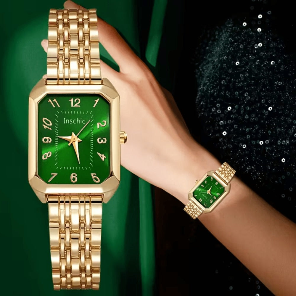 Women's Quartz Watch - 's & Bangle Set 2pcs Vintage Rectangular Dial with Trendy Open Bangle - product detail view 13