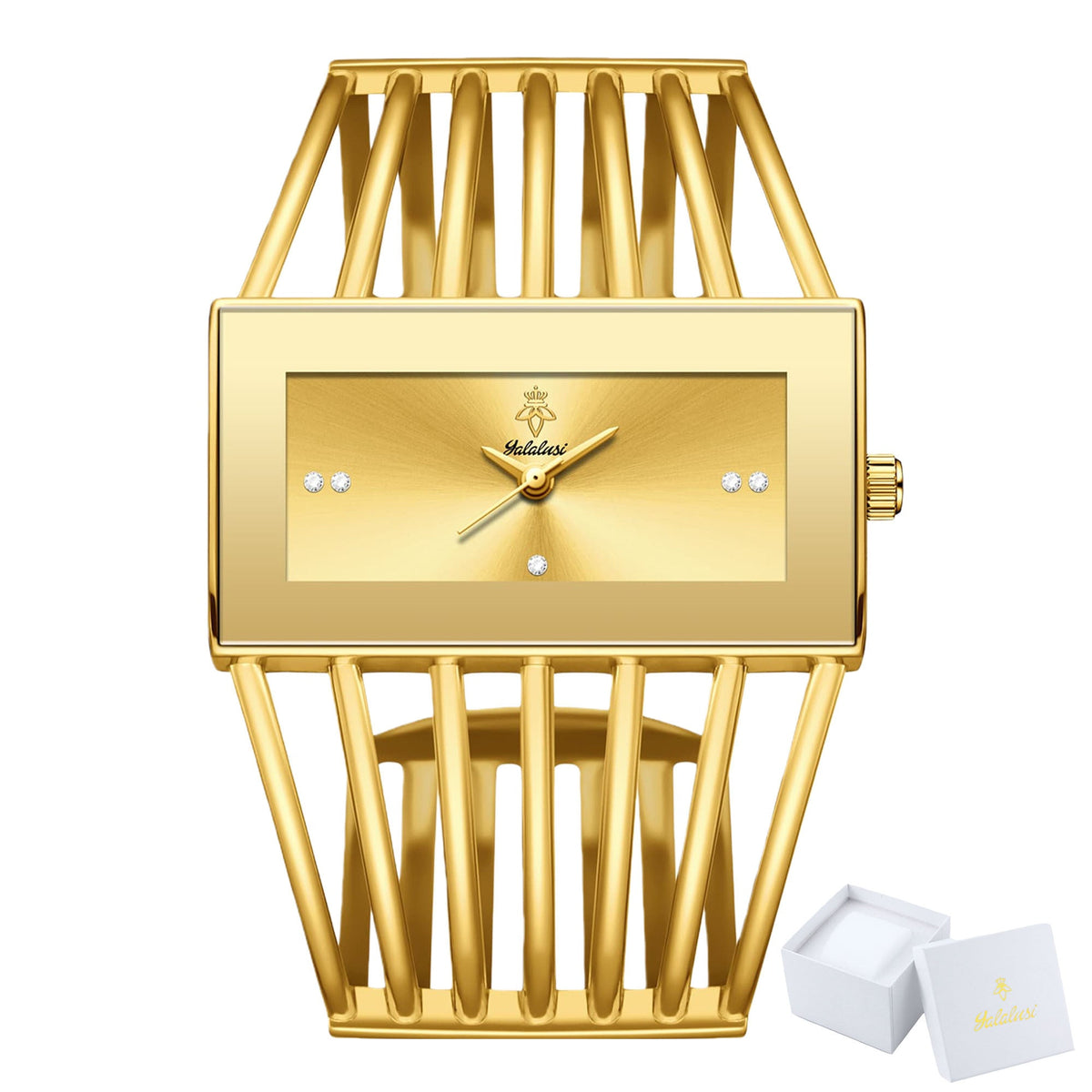 Women's Quartz Watch - 's Bracelet Elastic Openwork Band Square Dial Rhinestone Accents Elegant - product detail view 18