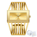 Openwork Cuff Bracelet Women's Watch with Rectangular Analog Dial in Nine Coordinated Colors