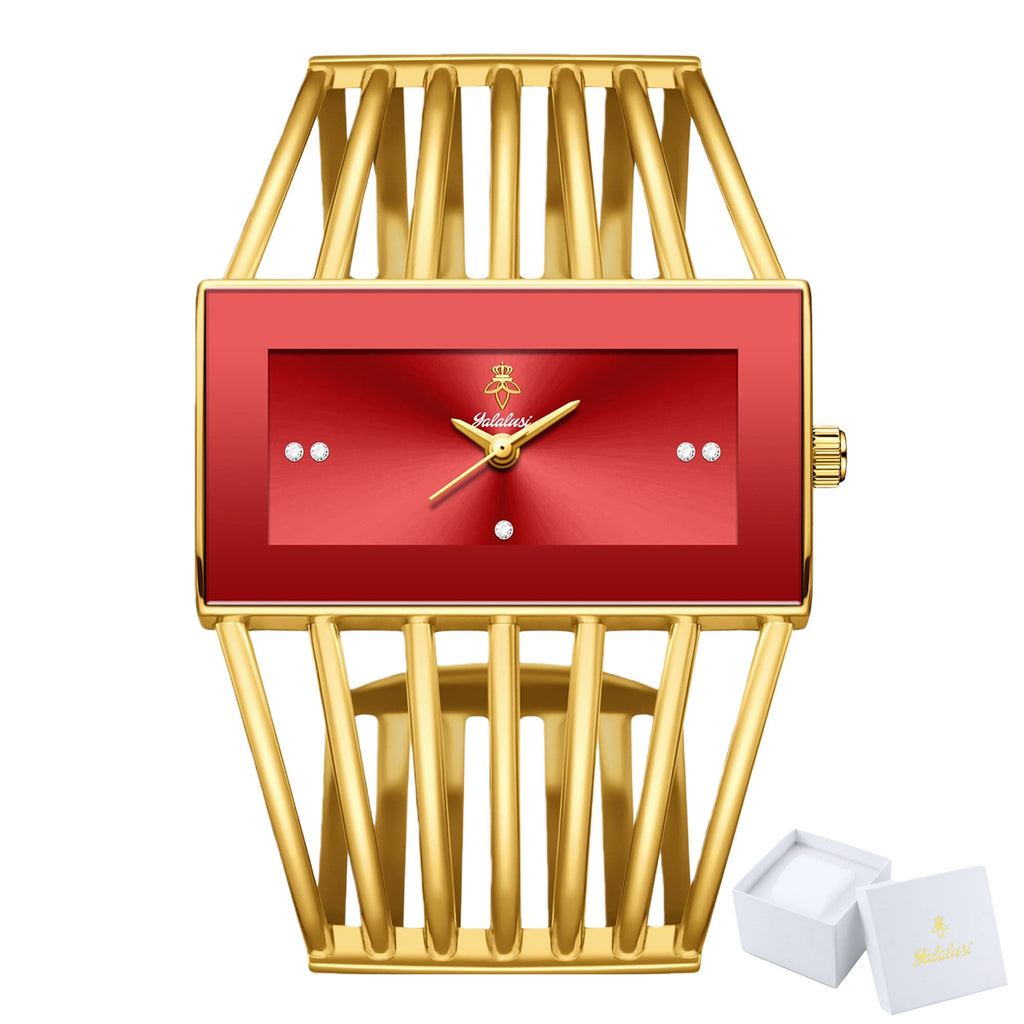 Women's Quartz Watch - 's Bracelet Elastic Openwork Band Square Dial Rhinestone Accents Elegant - product detail view 22