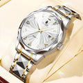 Quartz Watch with Dual Calendar, Luminous Night Hands, Geometric Mirror and 5 Color Options
