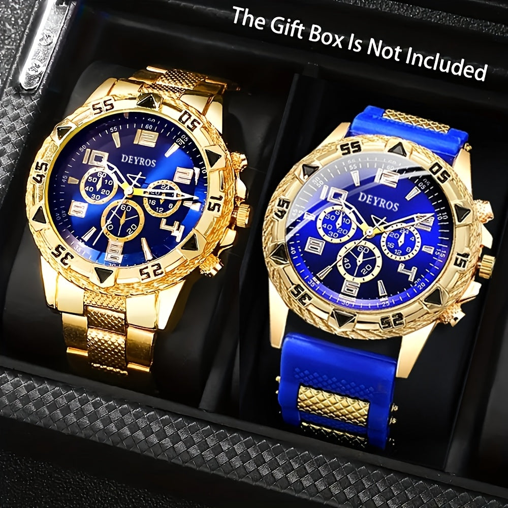 Watches 2-Piece Quartz Gift Set with Stainless Steel Cases, Silicone Straps and 4 Set Designs