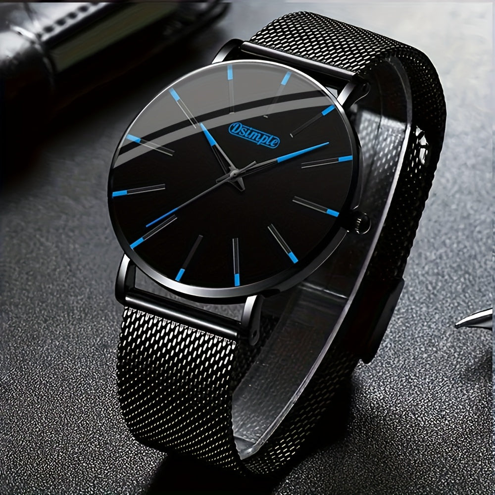 Quartz Watch with Stainless Steel Mesh Band, Chronograph, Day-Date Display and 5 Dial Finishes