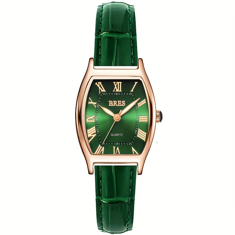 Women's Watch Tonneau Barrel-Shaped Quartz Analog with Faux Leather Strap in Four Colors for Dress Wear