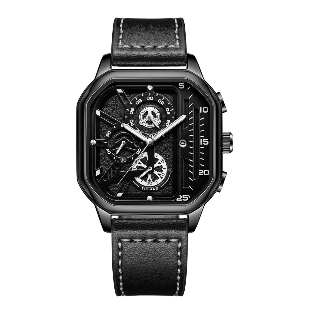 Men's Quartz Watch - 's Vintage Large Square Dial Date Calendar, Analog Wristwatch for Business - product detail view 24