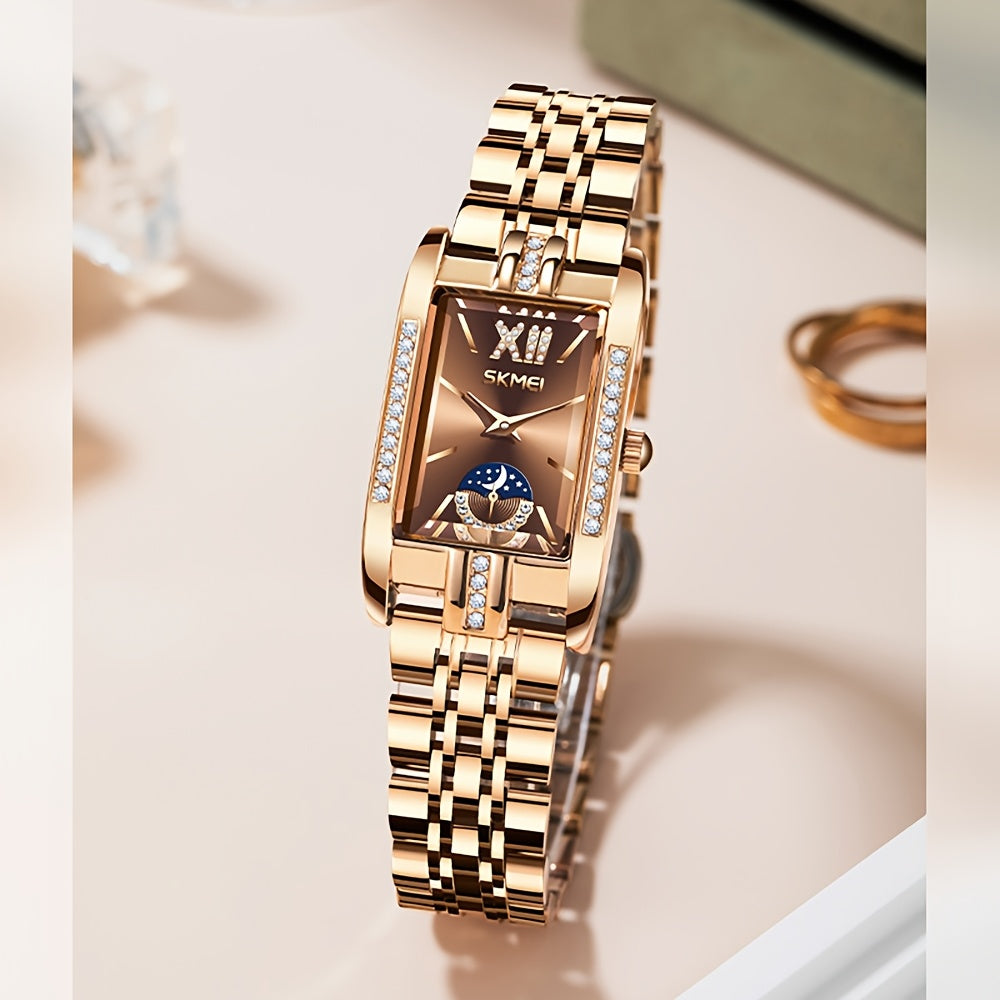 Women's Watch Square Star Dial with Stainless-Steel Bracelet and Star-Dial Detail in Three Colors