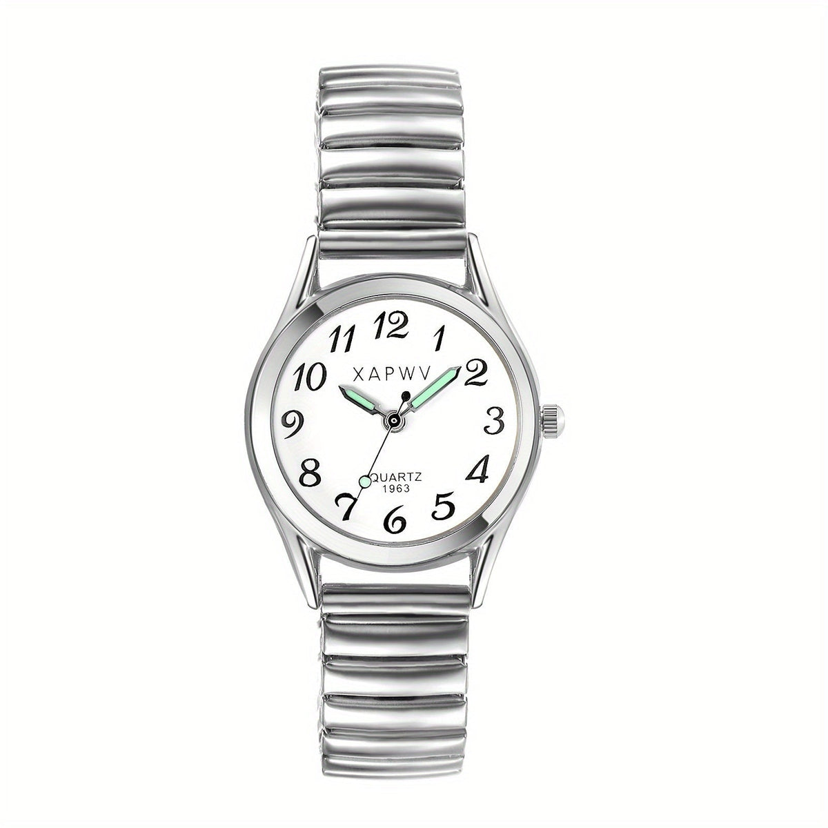 Women's Quartz Watch - Stretch Strap for Girls Elastic Alloy Band Wristwatch Luminous Hands Large - product detail view 21
