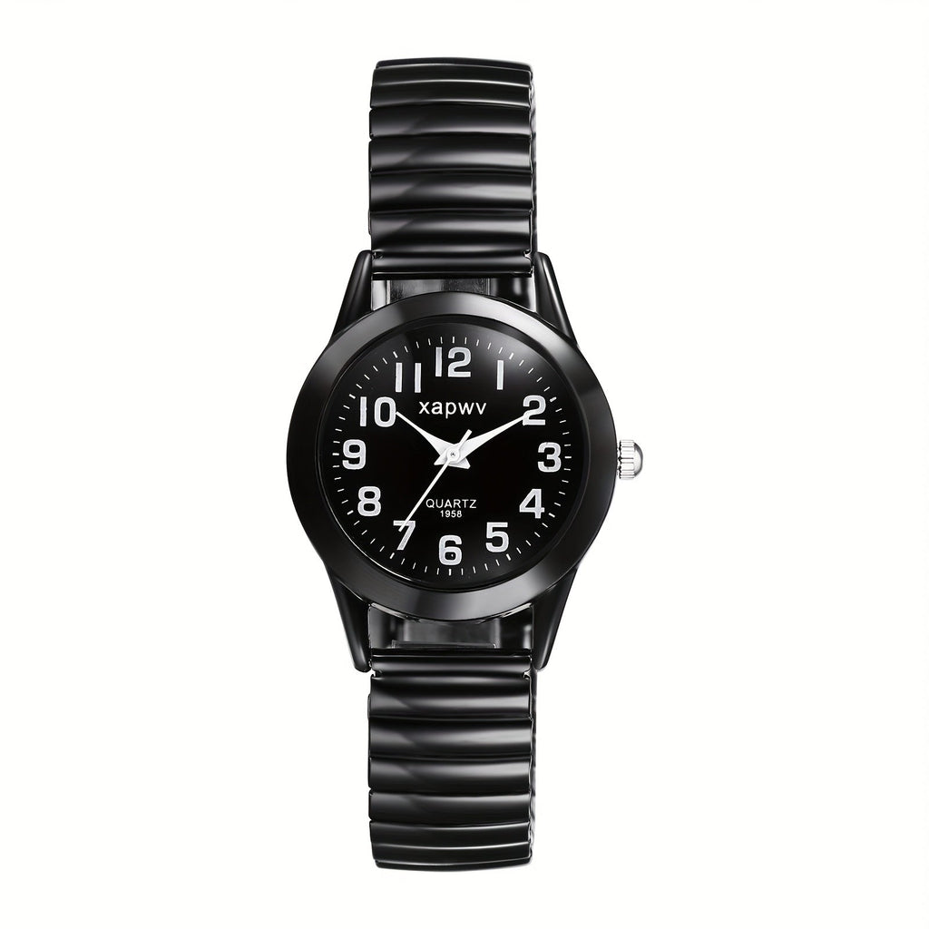 Women's Quartz Watch - Stretch Strap for Girls Elastic Alloy Band Wristwatch Luminous Hands Large - product detail view 23