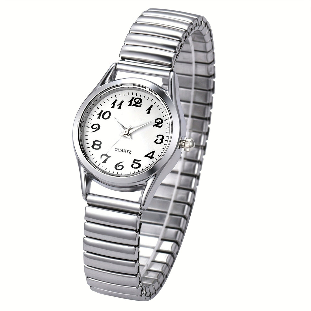 Women's Quartz Watch - Stretch Strap for Girls Elastic Alloy Band Wristwatch Luminous Hands Large - product detail view 24