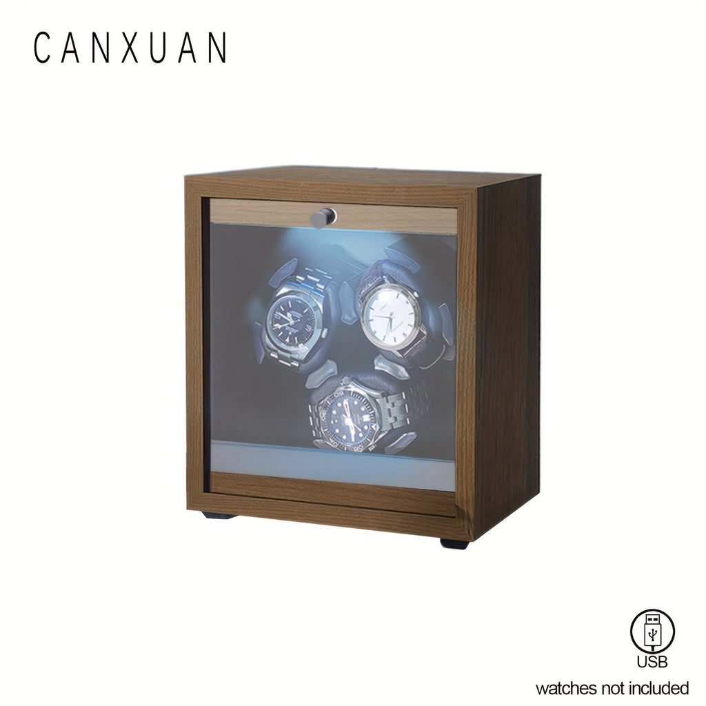 Men's Watch - Automatic Winder 3 / 6 Slot Wood Grain Pattern with Transparent Cover & - product detail view 15