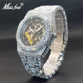 Crystal-Accent Mechanical Watch with Large Iced-Out Dial in Gold or Silver for Men and Women