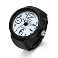 Digital-Dial Ring Watch with Elastic Band and Handmade Finger-Watch Styling in Black or Purple