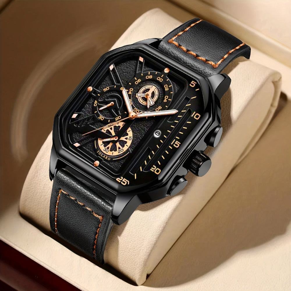 Men's Watch - 's 2-Piece Set Triangle Dial Silicone Strap & Retro Square Dial Faux - product detail view 19