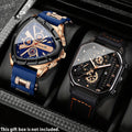 2-Piece Men's Watch Set with Triangle-Dial Silicone Strap Watch and Square-Dial Faux Leather Watch