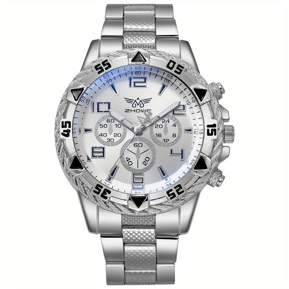 Men's Watch - 's Chunky Sport Gold & Silver Plated Chronograph-Style Bold Case, Blue - product detail view 23