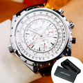 Watch with Pilot Automatic Mechanical Movement, Week and 24-Hour Sub-Dials, Date and White Strap