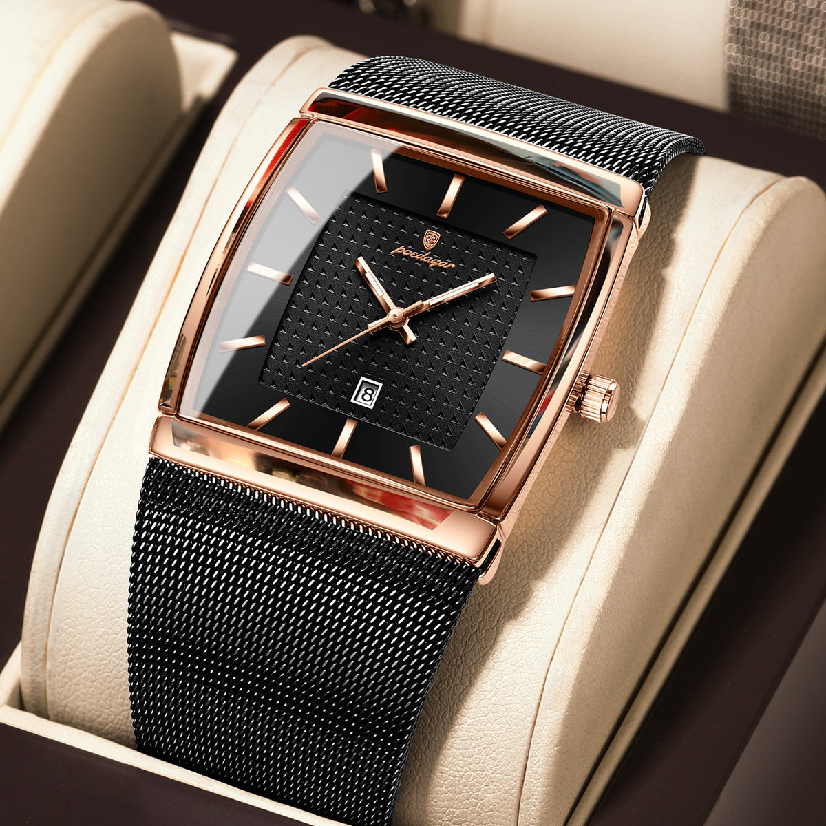 Watch with, Stainless Steel Mesh Band and 9 Dial-Finish Combinations with Item-Specific Dial, Band, Display and Finish Choices