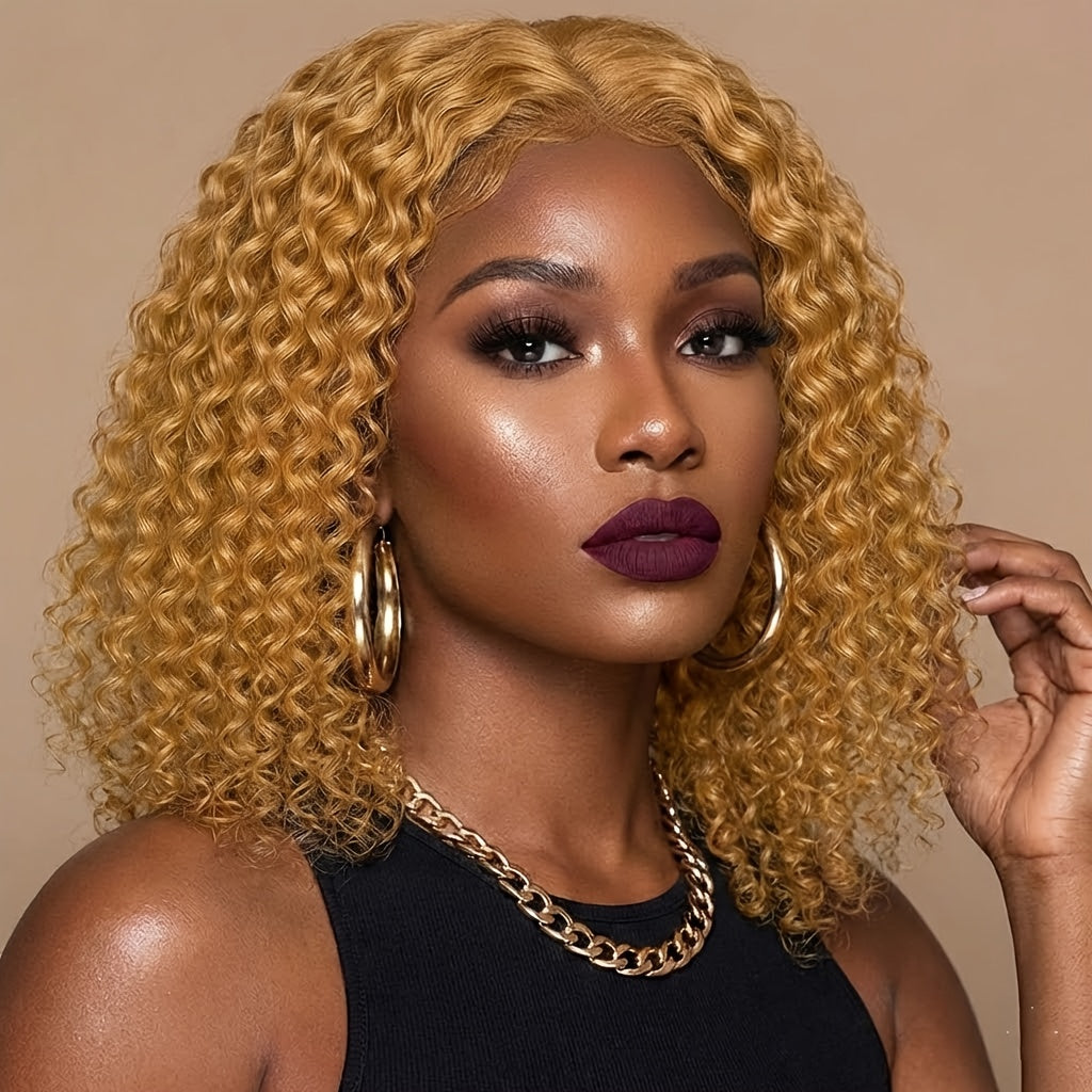 Wig Deep-Wave Style in Golden, Light Brown or Burgundy with 14- and 24-Inch Length Options and Pre-Styled Front