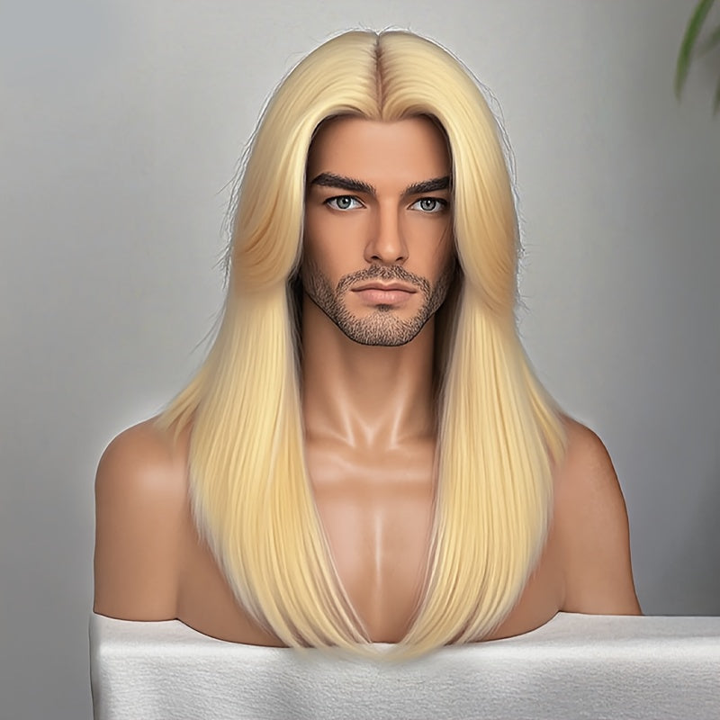 Synthetic Wig 28-Inch Long Straight Layers in Seven Colors with Glueless Straps, Combs and