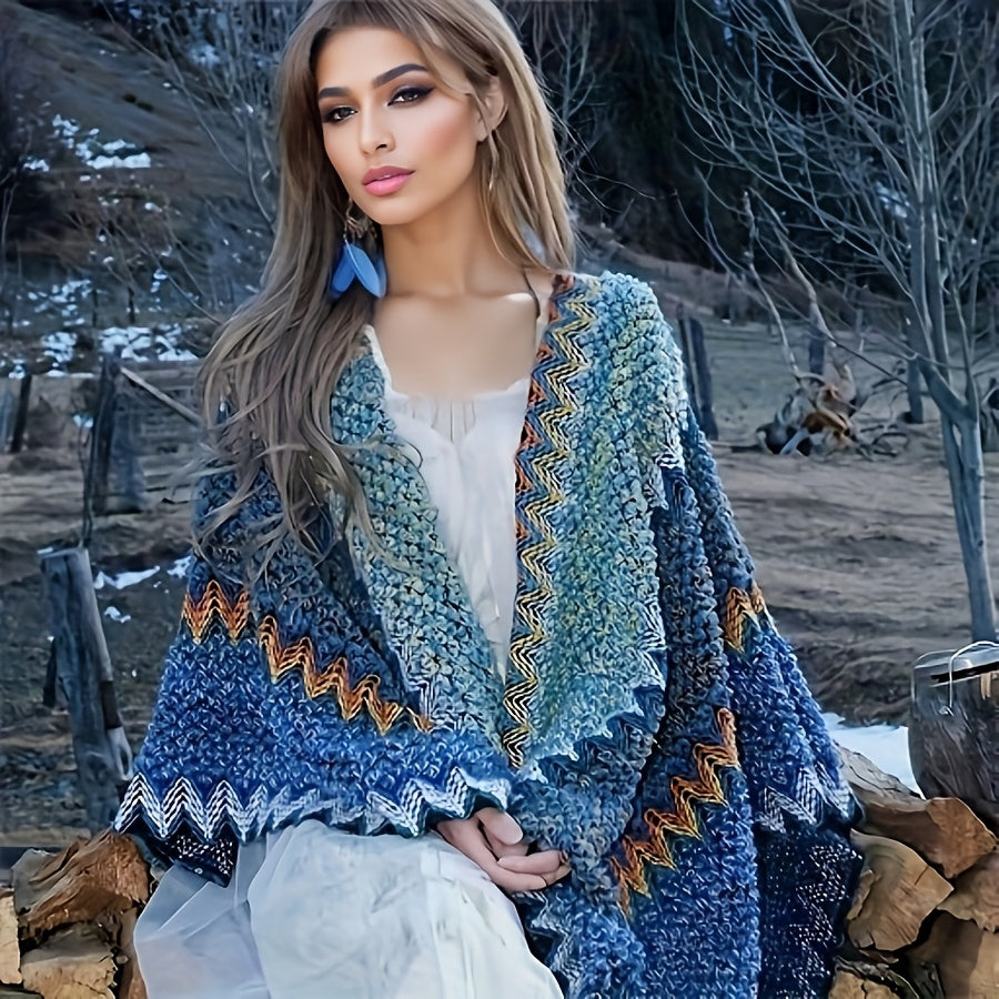Scarf for Women - 's Tassel Shawl Ethnic Style Retro Cape Wrap Lightweight Travel Vacation - product detail view 7