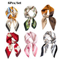 6-Piece Satin Hair Scarf Set with Silk-Feel Head Wraps for Hair, Neck and Headband Styling