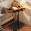 Side Table Adjustable C-Shaped Walnut Tray with Optional Wheels for Living Room and Home Office Use