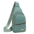 Sling Bag Green Oxford Daypack with Adjustable Single-Shoulder Strap and Double-Layer Front Pockets