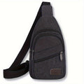 Sling Bag Black Canvas Large-Capacity Crossbody Pack with Adjustable Strap and Zipper Closure