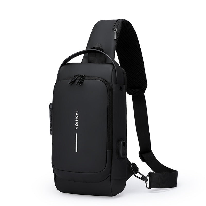 Sling Bag Large-Capacity Crossbody with Built-In Combination Lock, Adjustable Strap & Two Black Colorways