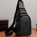 Sling Bag Men's Vertical Crossbody with fabric, Multiple Compartments & Black or Dark Brown Options