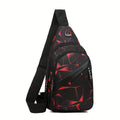 Sling Bag Geometric Print Crossbody with Compact Multi-Pocket Design, Adjustable Strap & Red Option