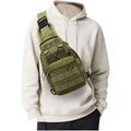 Sling Bag Tactical MOLLE Crossbody with 16.5 × 14 × 23 cm Size, Three Compartments & Green/Tan Options