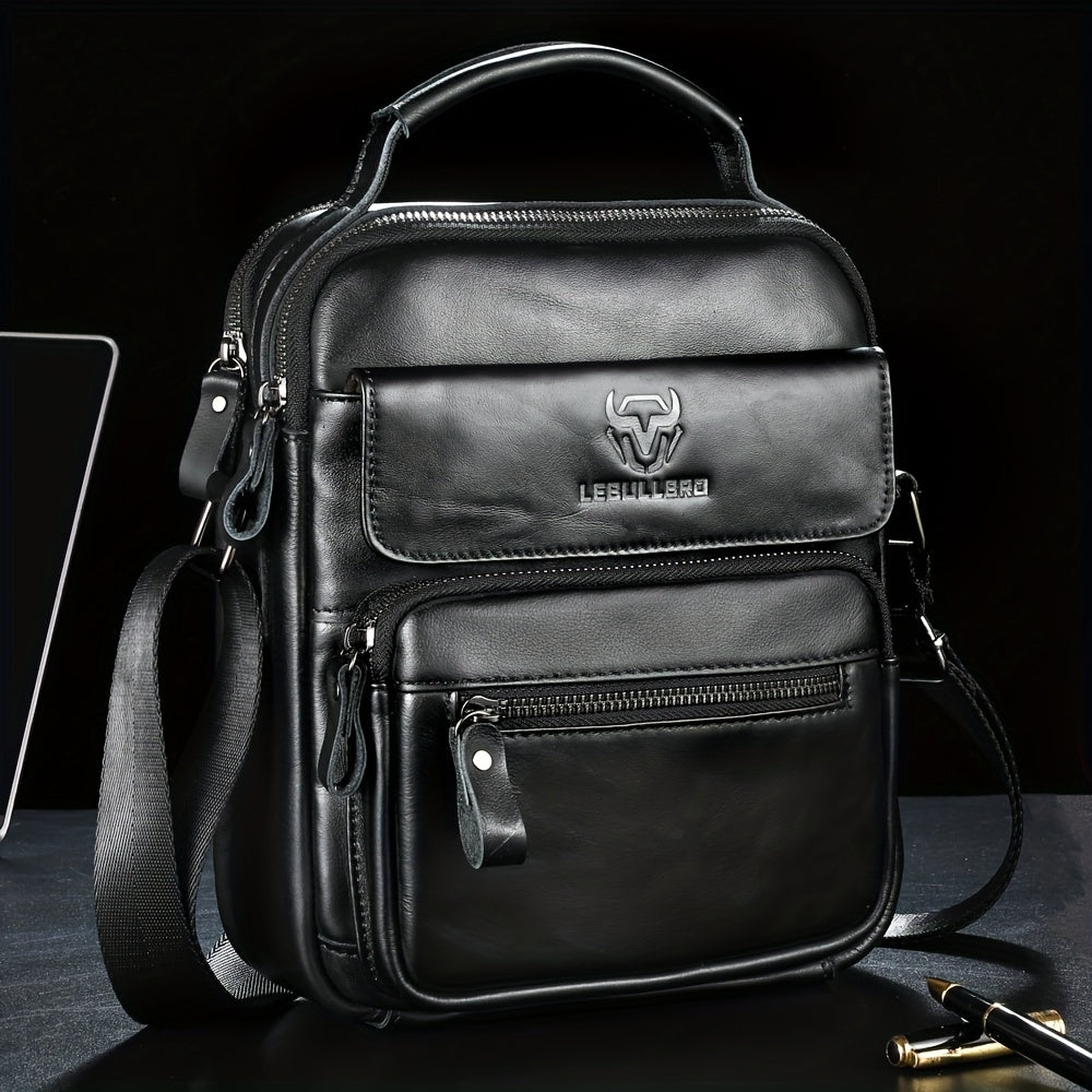 Sling Bag cowhide leather Crossbody with Multi-Compartment Interior, Top Handle & Four Colors