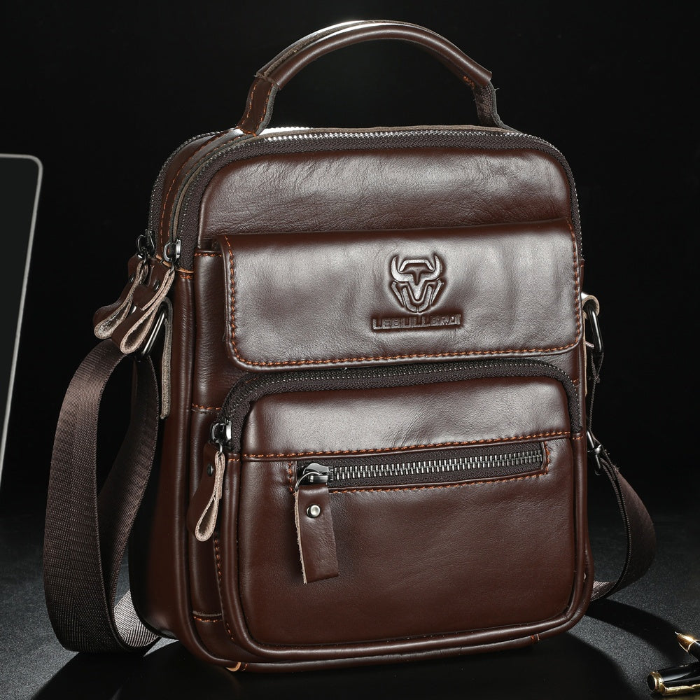 Sling Bag cowhide leather Crossbody with Multi-Compartment Interior, Top Handle & Four Colors