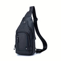 Sling Bag Leather Men's Crossbody Pack with Adjustable Strap, Zipper Closure and Two Colors