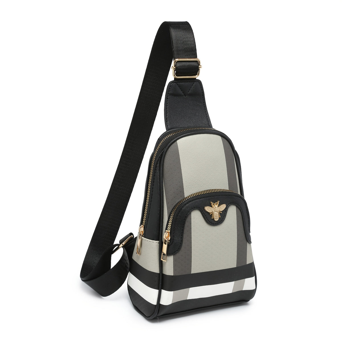Sling Bag Mini Three-Zipper Crossbody Organizer with Adjustable Strap and Four Two-Tone Colorways