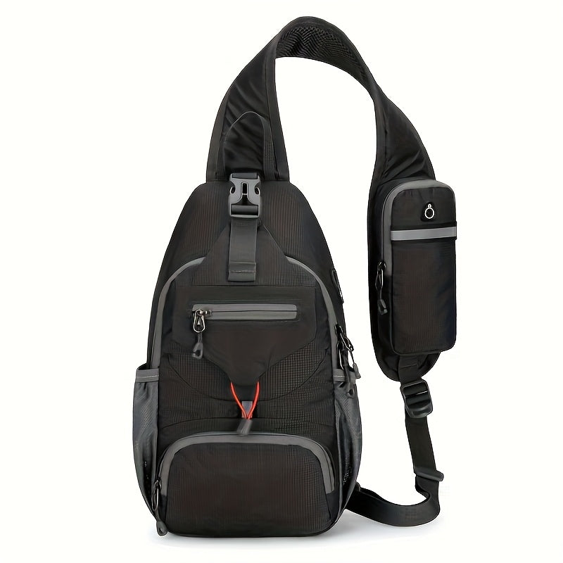 Sling Bag Nylon Multi-Pocket Daypack with Earphone Hole, Adjustable Strap and Six Colors with Model-Specific Color and Strap Options