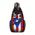 Sling Bag – Puerto Rico Flag Print 100% Polyester Crossbody with Two Side Pockets and Padded Strap